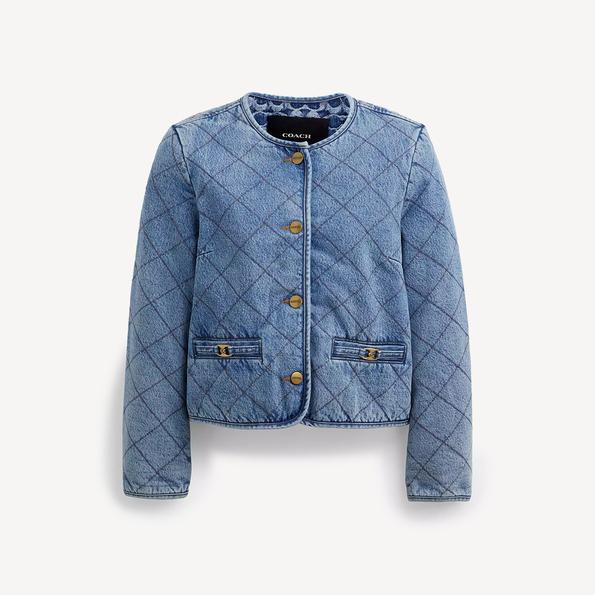 Heritage C Quilted Denim Jacket In Organic Cotton