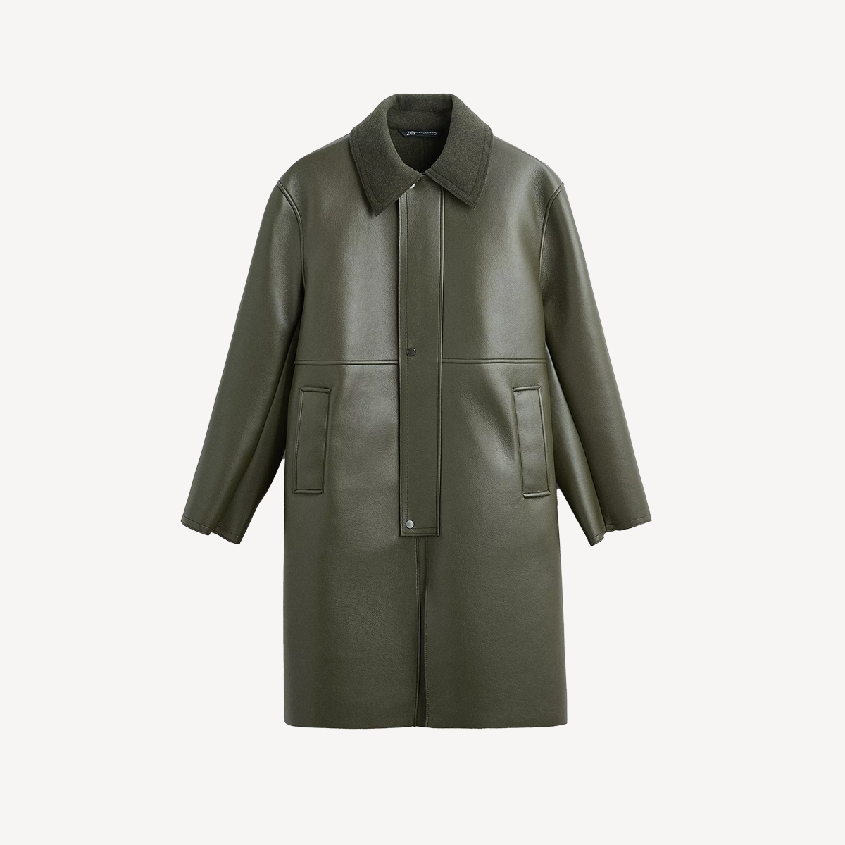 Faux Leather Combination Coat