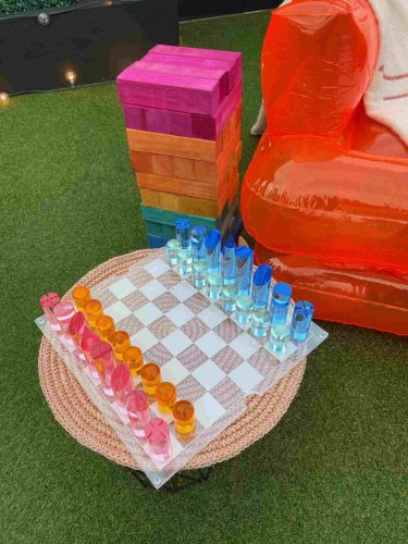 Chess set and giant blocks