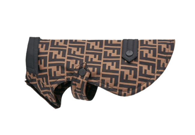 Dog Coat in Brown FF Nylon at Fendi