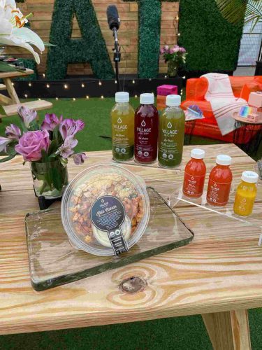 Healthy juice catering display