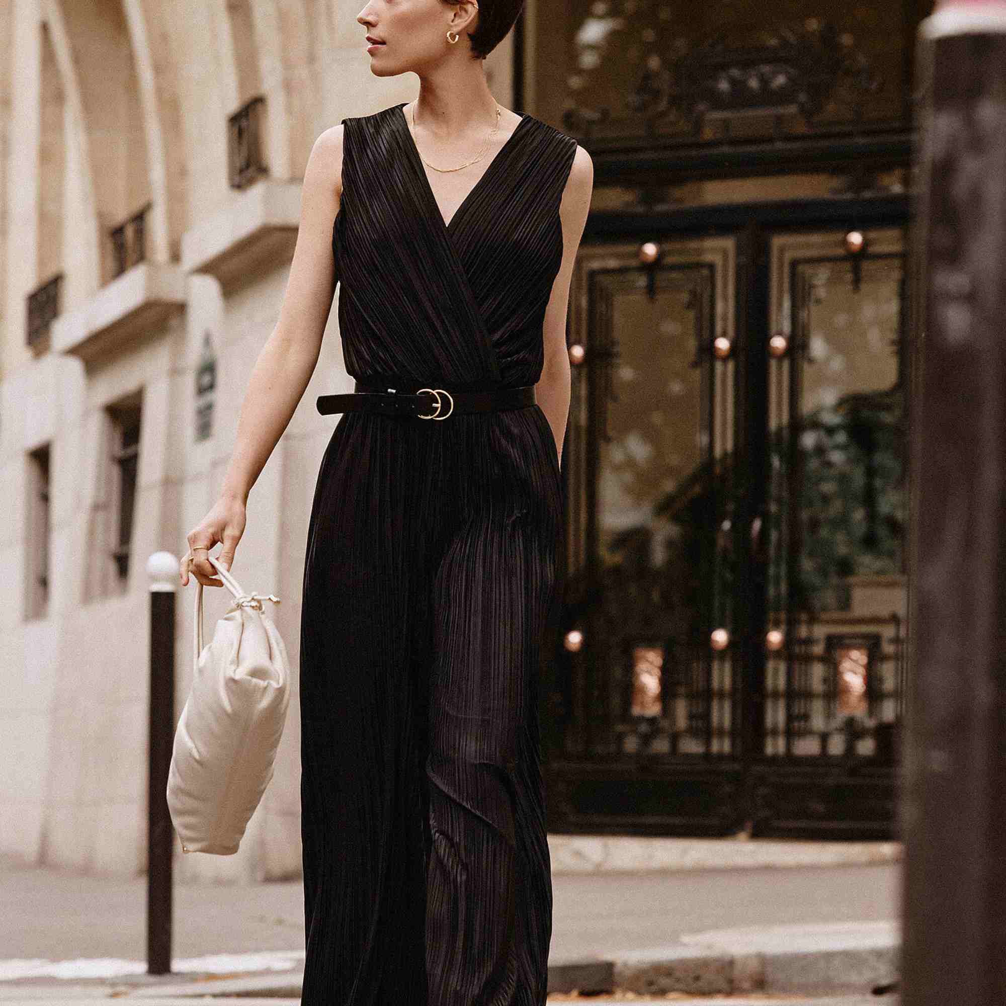 Satin Pleated Jumpsuit